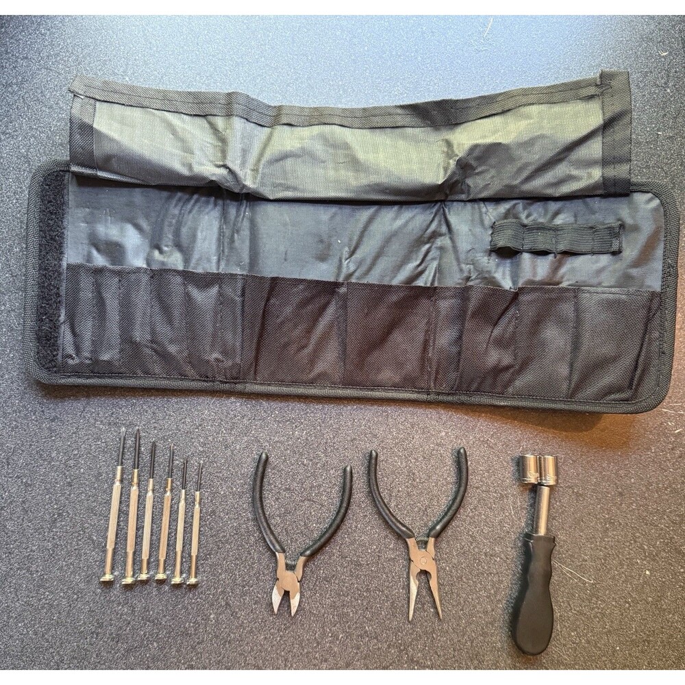 Portable Mini Precision Tool Kit w/ Case Screwdrivers Pliers 9 And 10 mm Sockets